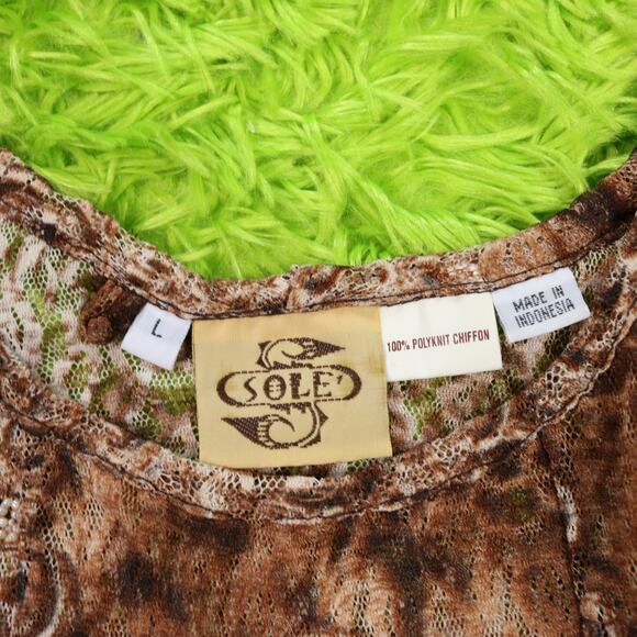 Y2k Sole' Brown Grunge Fairycore Lace Beaded Tank Top, L - Picture 4 of 4